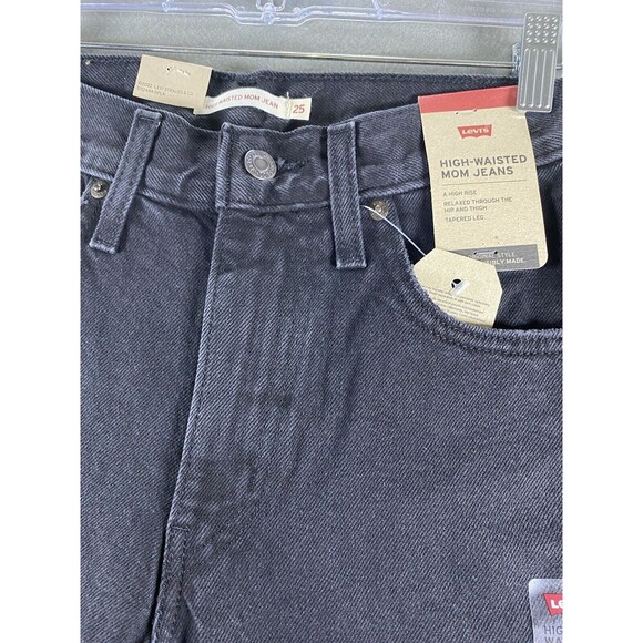 Levi's Mom Jeans‎ Women's 25 x 27 Black Distressed Pants High Waist Denim Casual - Picture 2 of 16